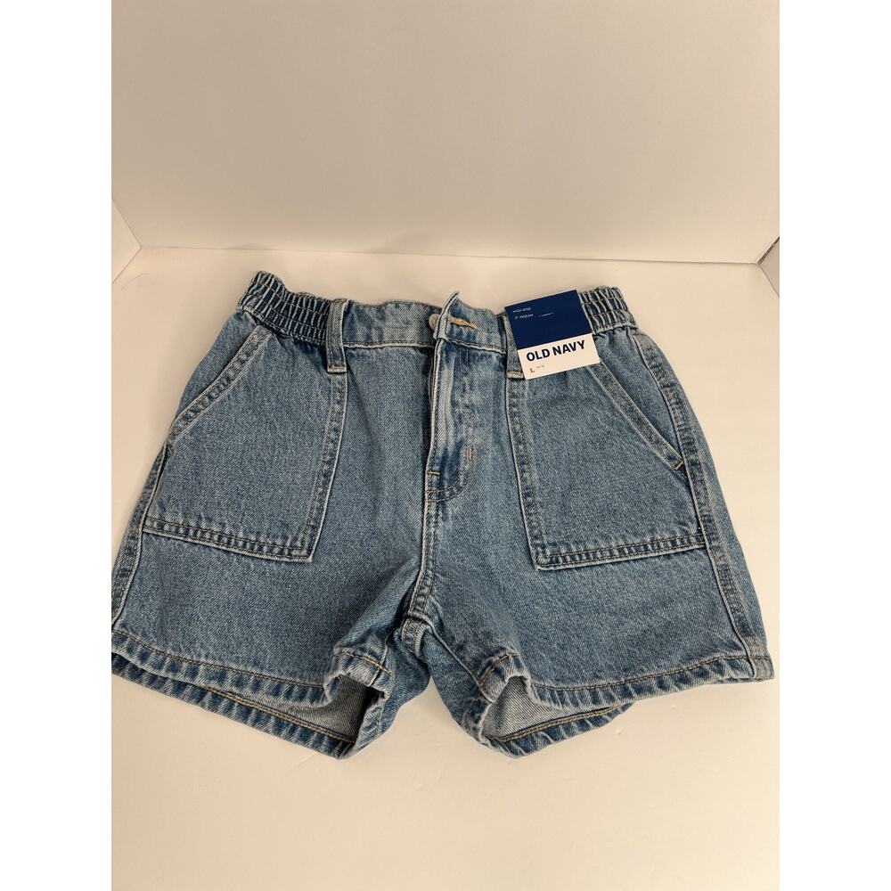 Old Navy Girls' High-Rise Denim Shorts, Light Wash, Size L 10-12